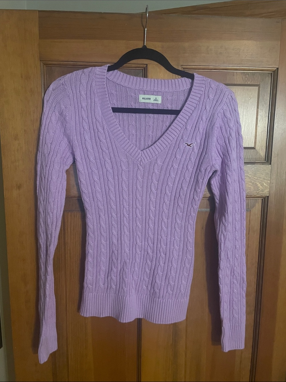 Hollister Lavender Cable-Knit V-Neck Sweater